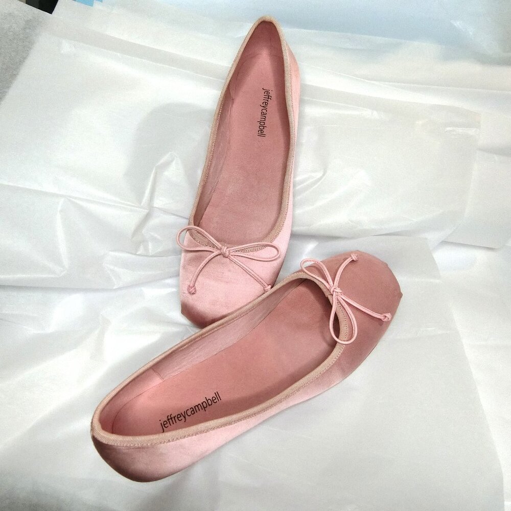 Anthropologie Jeffrey Campbell Aurora Satin Ballet Flats Pink Sz 11 (FITS 10.5)